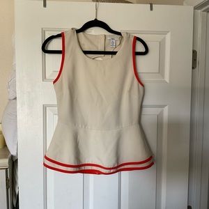 Cream and Orange Bar III Peplum Top Size L